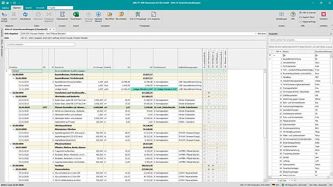 Preisspiegel für Bauunternehmen