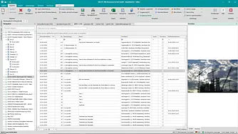 Bautagebucheditor mit Projektübersicht, Liste der erfassten Bilder und Fotovorschau