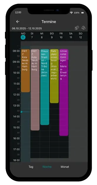 Termine online in der Bau App 