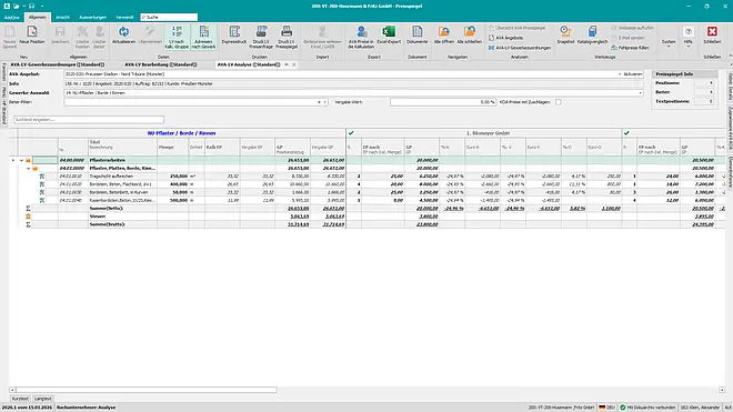 Die Preisanfrage für Bauleistungen ermöglicht das Anfragen von Materiallieferungen oder Nachunternehmerleistungen