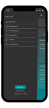 Screenshot des Modul-Menüs in Pro-Bau/S® AddOne mit Navigation zu Bautagebuch, Zeiterfassung, Dokumentenverwaltung und Terminen.