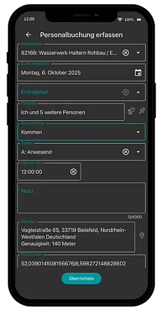 Personalbuchung Bau App