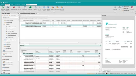 Screenshot der Druck- und PDF-Vorschau der Kostenstellenabrechnung in Pro-Bau/S® AddOne mit Chefliste und Einzelkostennachweis.