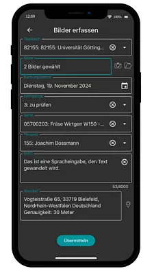 Smartphone mit AppOne zur mobilen Erfassung von Fotos für Bautagebuch oder Mängeldokumentation auf der Baustelle