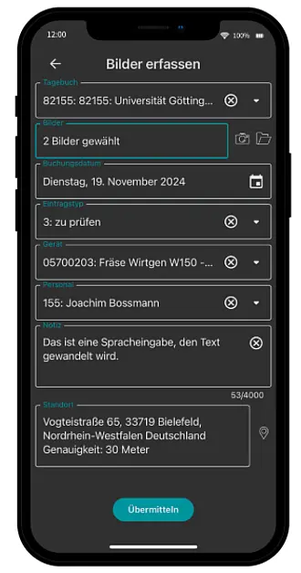 Smartphone mit AppOne zur mobilen Erfassung von Fotos für Bautagebuch oder Mängeldokumentation auf der Baustelle