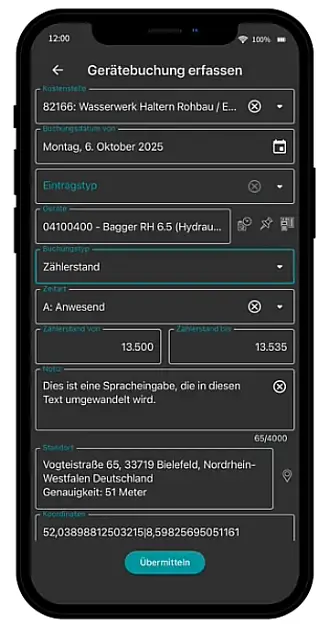 AppOne Gerätebuchung – Zählerstand und Einsatzdaten mobil erfassen