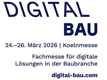 Logo der Messe digitalBAU 2026 mit Datum 24.–26. März 2026 und Veranstaltungsort Koelnmesse.