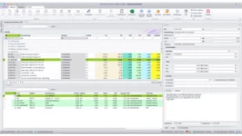Screenshot des Moduls „Arbeitsverzeichnisse“ in der Pro-Bau/S® AddOne Software, der die strukturierte Darstellung von Leistungspositionen und zugehörigen Textbausteinen zeigt.