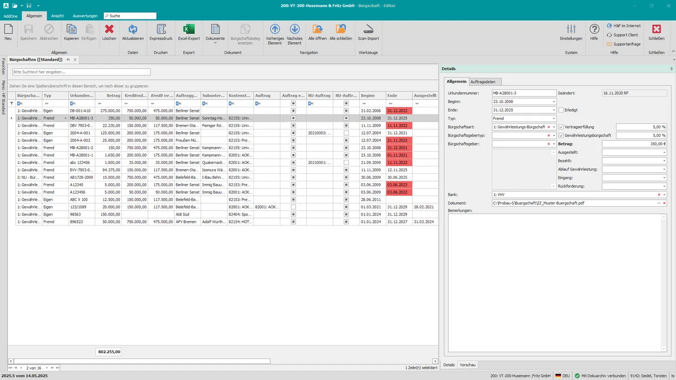 Digitale Bürgschaftsverwaltung - Pro-Bau/S AddOne
