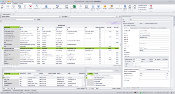 Bausoftware, Pro-Bau/S® AddOne, Adressen, Stammdatenverwaltung Software