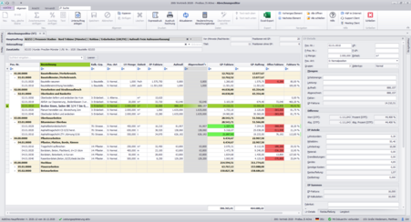 Screenshot Bausoftware, Pro-Bau/S® AddOne Auftrag Abrechnungseditor
