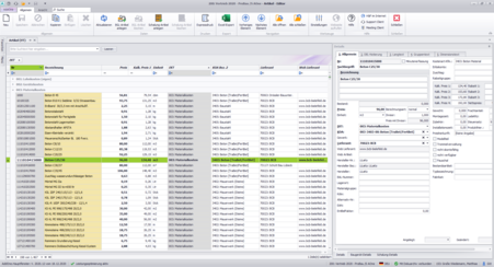 Screenshot Bausoftware, Pro-Bau/S® AddOne Artikel