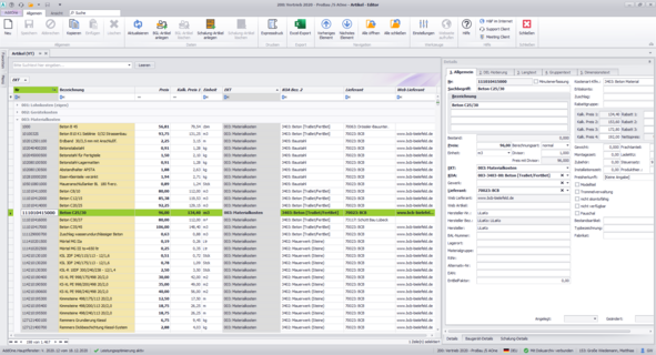 Artikel Verwaltung mit der Bausoftware Probau/S® AddOne -Einfach, schnell und effizient.