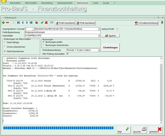Bausoftware, Pro-Bau/S® AddOne, Dateiimport